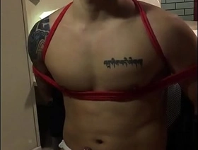 Amateurish Asian Chinese Japanese Tattooed Muscle Hunk Man Gay BDSM Orgasm Denial Teased Rope Play Cum Control solo chinese gay porn