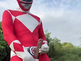 Power Ranger wanking outdoor. korean big gay porn