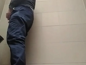 Young mendicant peeing with his unbroken blarney all round a nicking toilet gay asian muscle massage porn