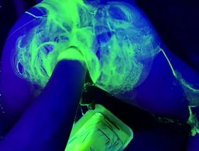 Two bottom fisting sluts, take it in all directions the arse with special UV Lube chinese glasses gay porn