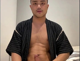 Asian boy in Jinbei stroking hot brazilian gay porn