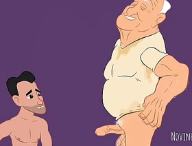 Twink mamando vovô babão - animação hot gay muscle porn