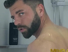 Suited stallion Hector de Silva masturbates his big cock chinese supervision gay porn