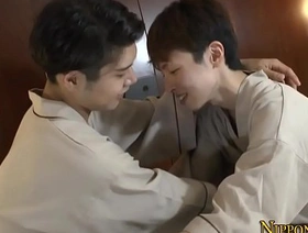 Lubed up japanese twink gets ass banged hot gay foreplay porn