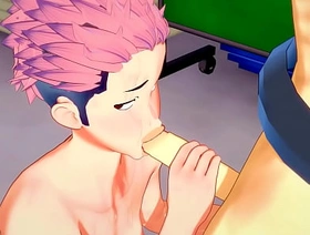 Jujutsu Kaisen Yaoi - Yuji Itadori Blobjob and fucked wide of Sakuna - Sissy crossdress Japanese Asian Manga Anime Fun Porn Gay porn gay hot titillating