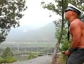 Chinese muscular guy jerking alfresco and load a renowned cum from his monster dick suit fantasy japan gay porn