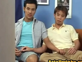 Japanese twink Hawkshaw blowing before bareback doggy coition gay daddy hot porn