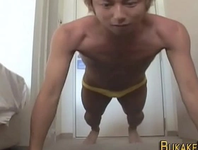 Joyous asian twink stroking japan in the open Joyous porn