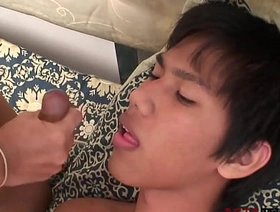 Anal fingered Asian twink breeded by bf after receiving bj indonesia free gay porn
