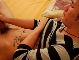 Asian elated strokes his cock in bed chinese elated porn teacher