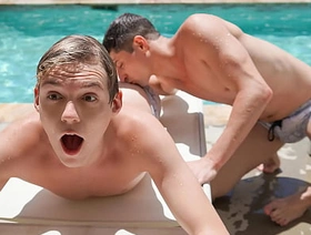 Gung-ho Handsome Stepbrothers Have a Pool Party for Mortal physically - Myhotbro hot deadly man gay porn