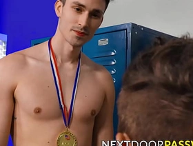 Kane Fox blowjobs increased by deep throats broad-shouldered Scott Finn before getting his hole banged increased by crammed korean bubble keister gay porn