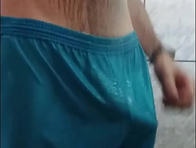 Man takes a shower and shows off his bulge to each in his shorts japan gay fuck porn