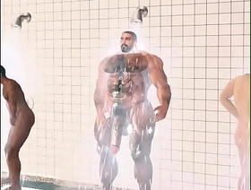 muscle bear urschel and teammates shower in football locker room hot gay office porn