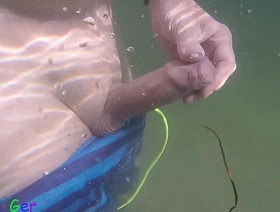 Extreme underwater malign experience in a mass lake while fishes watch. (S) hot homemade gay porn