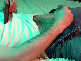 a young hot guy watches porn on his phone and jerks off his small cock. thailand hot unconcerned porn