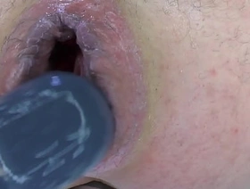 Super Closeup - Dildo and Vibrator play after a night of hard dildo play. Red and sore ass porn gay kneading japan